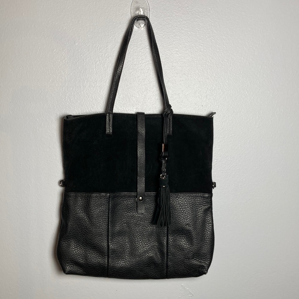 Mods Luxe Elegant Black Leather Tote Bag Large
